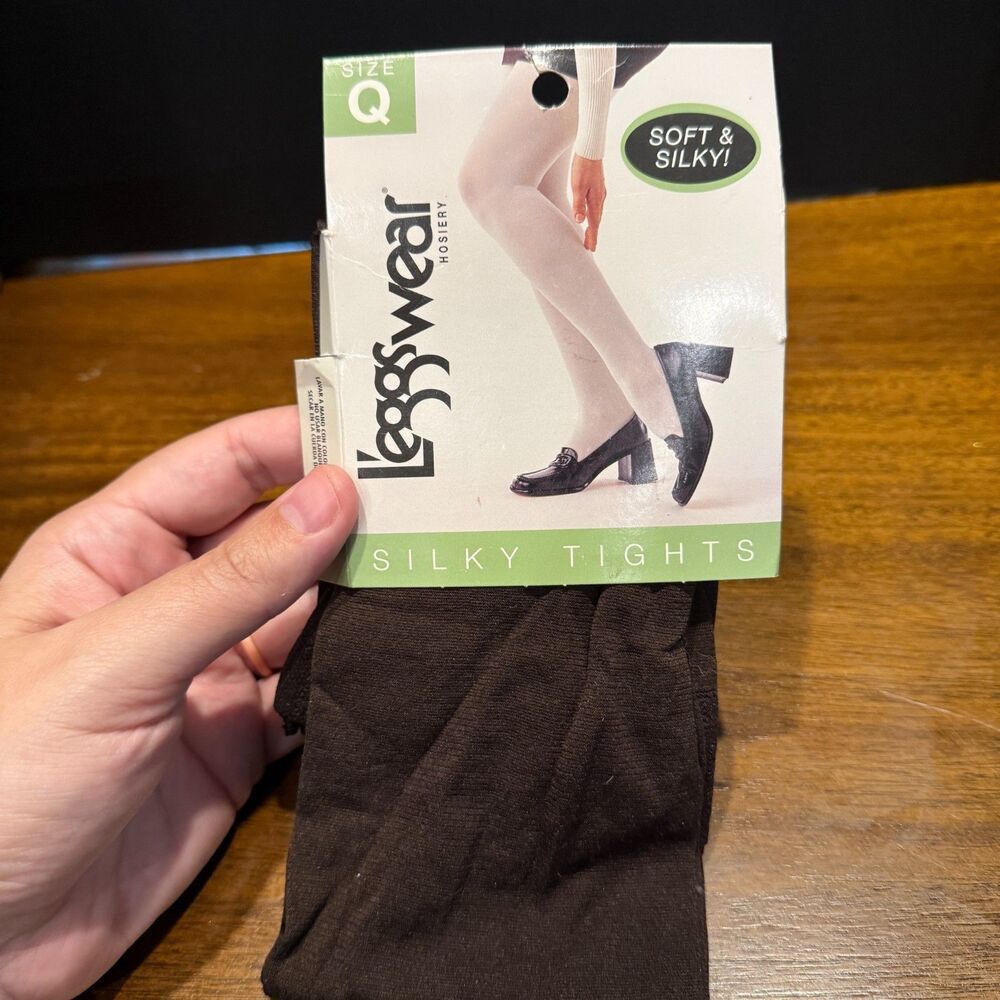 Vintage L'eggswear Silky Tights Size Q Brown Soft & Silky Sheer Stockings NIP